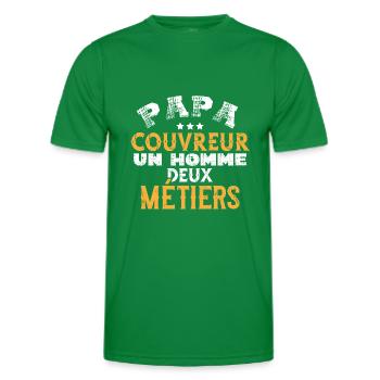 Papa couvreur idée cadeau métier bâtiment chantier - T-shirt sport Homme - vert - Devant - AI Model Male 178 dark (178cm)