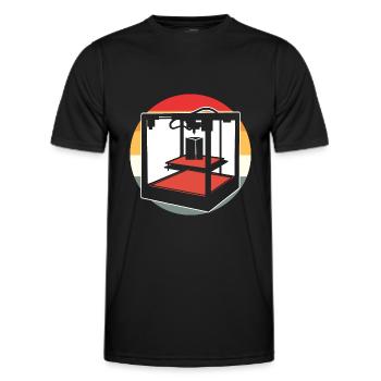 Retro 3D Printer - Men's Functional T-Shirt - black - Front - AI Model Male 178 dark (178cm)
