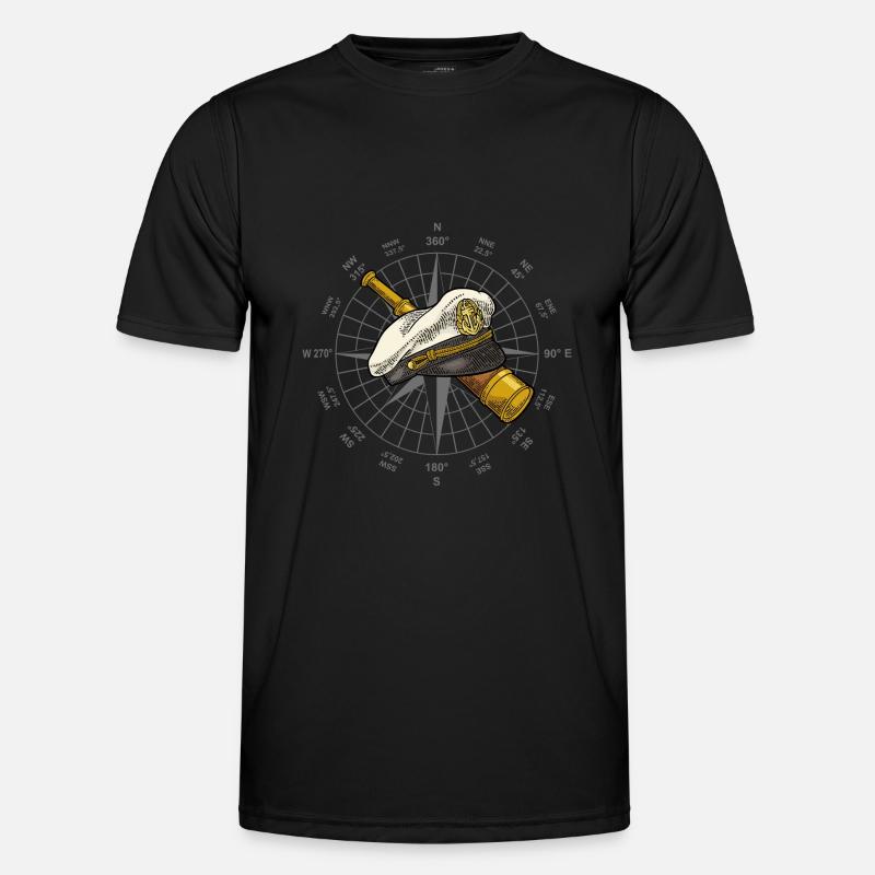 Compass captain's cap telescope - Men's Functional T-Shirt - black