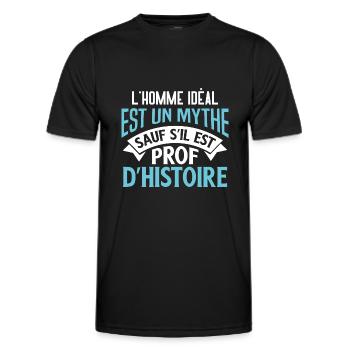 Professeur histoire idée cadeau enseignant prof - T-shirt sport Homme - noir - Devant - AI Model Male 178 dark (178cm)