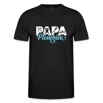 Papa Plombier Idée cadeau métier plomberie - T-shirt sport Homme - noir - Devant - AI Model Male 178 dark (178cm)
