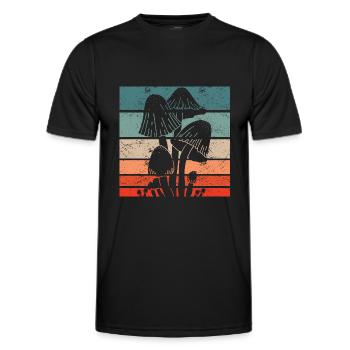 Retro Pilze Pilzsammler Vintage Pilzsucher - Männer Funktions-T-Shirt - Schwarz - Vorne - AI Model Male 178 dark (178cm)