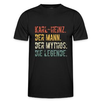Name Karl Heinz Der Mann Der Mythos Die Legende - Männer Funktions-T-Shirt - Schwarz - Vorne - AI Model Male 178 dark (178cm)