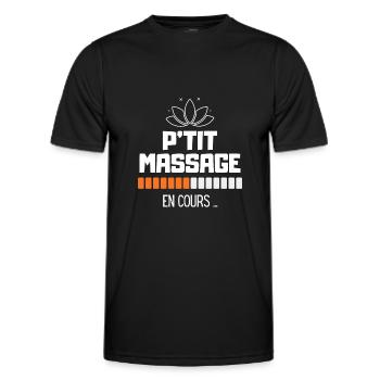 P'tit massage en cours - T-shirt sport Homme - noir - Devant - AI Model Male 178 dark (178cm)