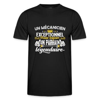 Mécanicien futur parrain idée cadeau humour métier - T-shirt sport Homme - noir - Devant - AI Model Male 178 dark (178cm)