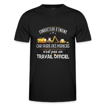 Conducteur engins idée cadeau travail sur chantier - T-shirt sport Homme - noir - Devant - AI Model Male 178 dark (178cm)