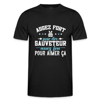 Sauveteur en mer, métier sauvetage, secouriste - T-shirt sport Homme - noir - Devant - AI Model Male 178 dark (178cm)