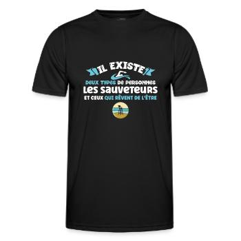 Sauveteur en mer, métier sauvetage, secouriste - T-shirt sport Homme - noir - Devant - AI Model Male 178 dark (178cm)