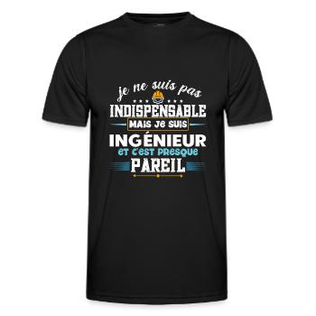 Ingénieur idée cadeau profession. Citations humour - T-shirt sport Homme - noir - Devant - AI Model Male 178 dark (178cm)