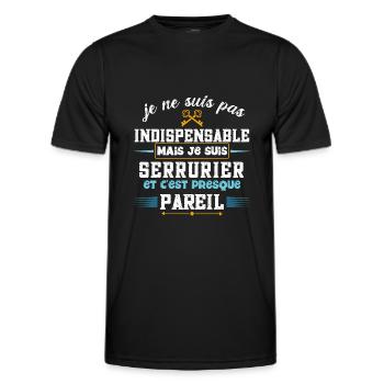 Serrurier humour métier, réparateur de serrure - T-shirt sport Homme - noir - Devant - AI Model Male 178 dark (178cm)