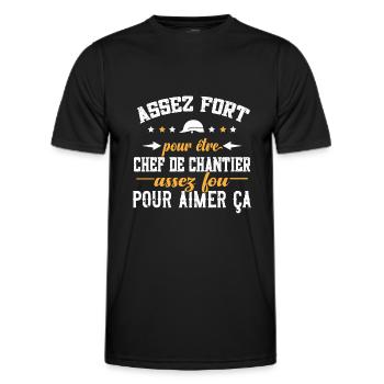 Chantier cadeau ouvriers humour métier du bâtiment - T-shirt sport Homme - noir - Devant - AI Model Male 178 dark (178cm)