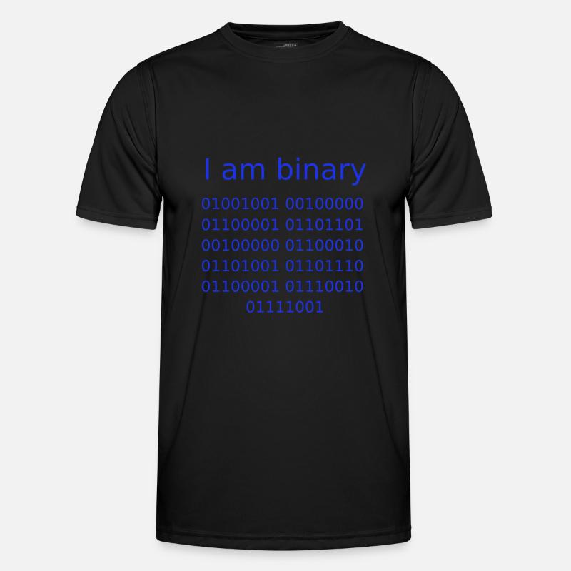 I am binary (Blue) - Men's Functional T-Shirt - black