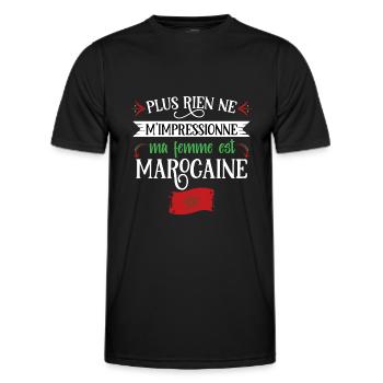 Maroc, idée cadeau région Maghreb citation Pays - T-shirt sport Homme - noir - Devant - AI Model Male 178 dark (178cm)