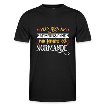 Normandie humour normands idée cadeau région - T-shirt sport Homme - noir - Devant - AI Model Male 178 dark (178cm)