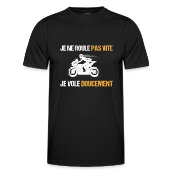 Motard idée cadeau Passion moto humour citations - T-shirt sport Homme - noir - Devant - AI Model Male 178 dark (178cm)
