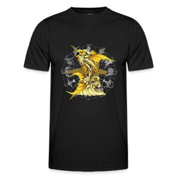 Armure divine du zodiaque des Poissons - T-shirt sport Homme - noir - Devant - AI Model Male 178 dark (178cm)