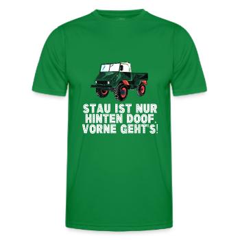 Stau ist nur hinten doof, vorne geht's! - Unimog - Männer Funktions-T-Shirt - Kelly Green - Vorne - AI Model Male 178 dark (178cm)