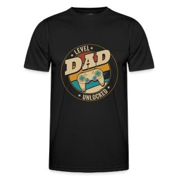 Dad Level Unlocked Zocker Ich werde Papa Gamer - Männer Funktions-T-Shirt - Schwarz - Vorne - AI Model Male 178 dark (178cm)