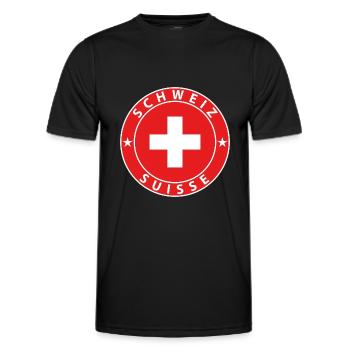 Switzerland - Men's Functional T-Shirt - black - Front - AI Model Male 178 dark (178cm)