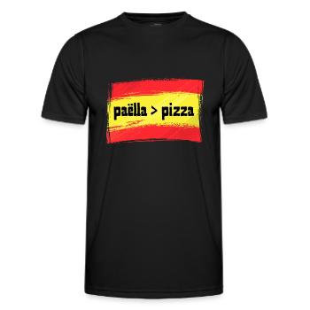 Drapeau Espagnol Espagne Paella supérieur à Pizza - T-shirt sport Homme - noir - Devant - AI Model Male 178 dark (178cm)