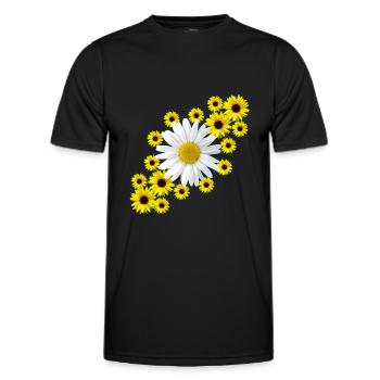 Marguerite with sunflower floral pattern flower - Men's Functional T-Shirt - black - Front - AI Model Male 178 dark (178cm)
