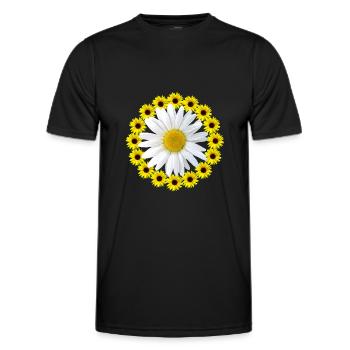Sunflowers with Marguerite Floral Pattern Flower - Men's Functional T-Shirt - black - Front - AI Model Male 178 dark (178cm)