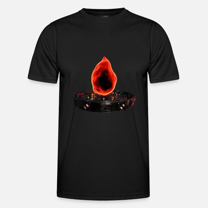 Stylized Fire in Sci-Fi Plataform Men's Functional T-Shirt
