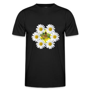 Blumenranke mit Schmetterling, Margeriten Blume - Männer Funktions-T-Shirt - Schwarz - Vorne - AI Model Male 178 dark (178cm)