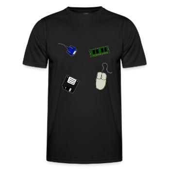 Retro Computer Floppy VGA Mouse Memory - Men's Functional T-Shirt - black - Front - AI Model Male 178 dark (178cm)