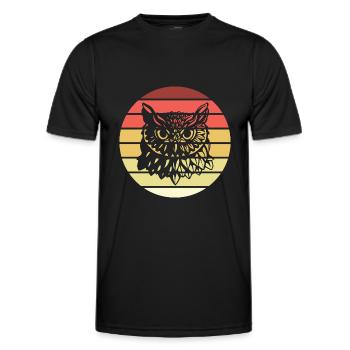 Eule Retro Style Vintage - Männer Funktions-T-Shirt - Schwarz - Vorne - AI Model Male 178 dark (178cm)