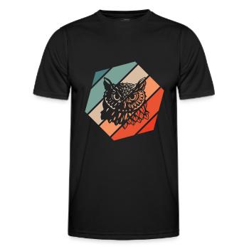 Eule Retro Style Vintage - Männer Funktions-T-Shirt - Schwarz - Vorne - AI Model Male 178 dark (178cm)