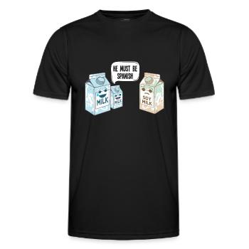 Sojamilch - Soy Milk spanisch - Männer Funktions-T-Shirt - Schwarz - Vorne - AI Model Male 178 dark (178cm)