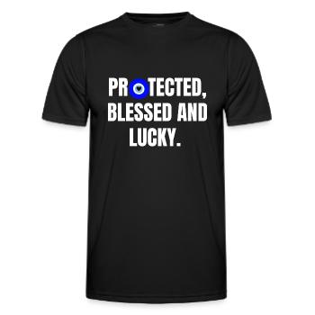 Protected and lucky - Men's Functional T-Shirt - black - Front - AI Model Male 178 dark (178cm)