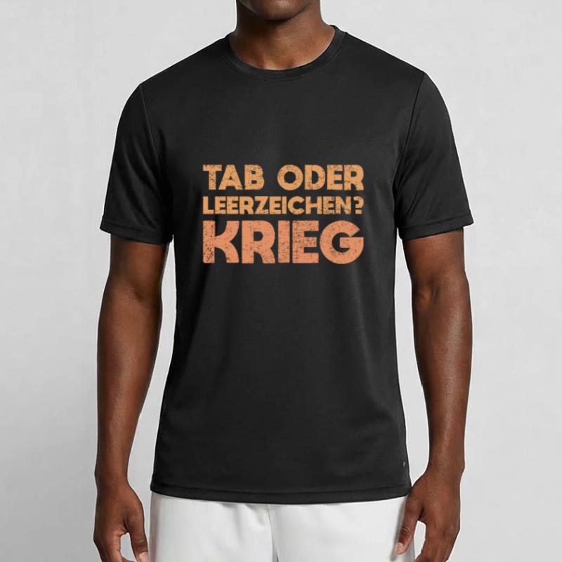 Tab Oder Leerzeichen? Krieg Männer Funktions-T-Shirt