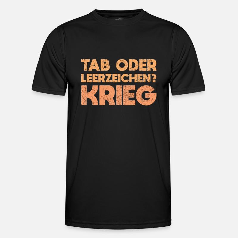 Tab Oder Leerzeichen? Krieg Männer Funktions-T-Shirt