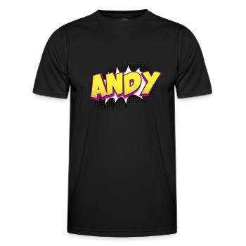 Andy Benutzerdefinierter Name Comic-Stil Pop-Art, Andy - Männer Funktions-T-Shirt - Schwarz - Vorne - AI Model Male 178 dark (178cm)