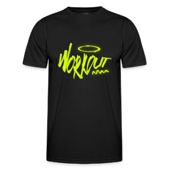 Workout Power – Strength through Training - Men's Functional T-Shirt - black - Front - AI Model Male 178 dark (178cm)