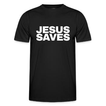 Jesus Saves - Men's Functional T-Shirt - black - Front - AI Model Male 178 dark (178cm)