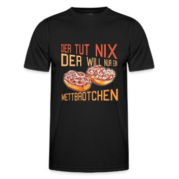 Mettbrötchen Mett Hackfleisch Hackepeter - Männer Funktions-T-Shirt - Schwarz - Vorne - AI Model Male 178 dark (178cm)