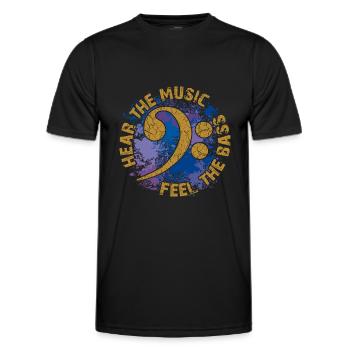 Sentez les basses. Clef de fa - T-shirt sport Homme - noir - Devant - AI Model Male 178 dark (178cm)
