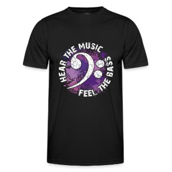 Sentez les basses. Clef de fa - T-shirt sport Homme - noir - Devant - AI Model Male 178 dark (178cm)