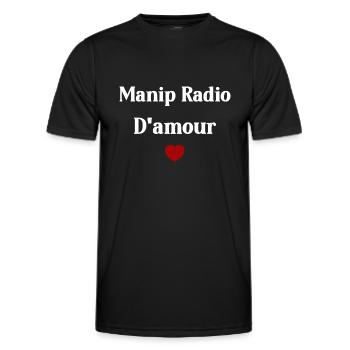 Manip Radio d'amour - T-shirt sport Homme - noir - Devant - AI Model Male 178 dark (178cm)