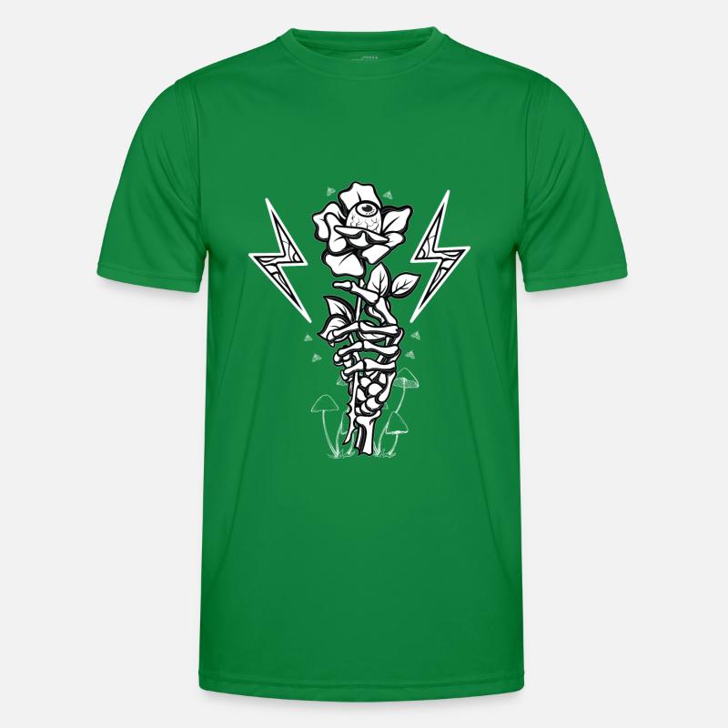 Skeleton Hand holding a Rose - Gothic Men's Functional T-Shirt