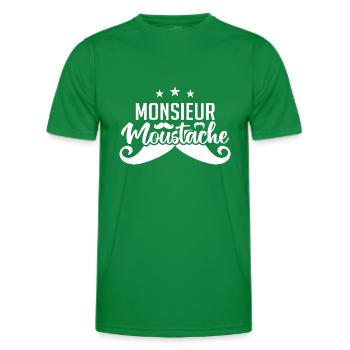 Monsieur Moustache - T-shirt sport Homme - vert - Devant - AI Model Male 178 dark (178cm)