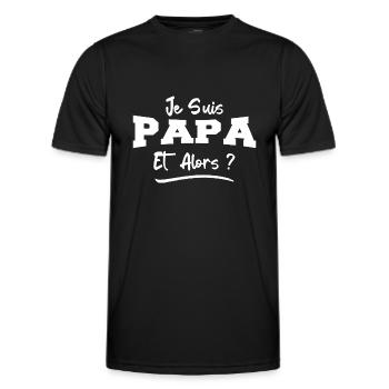 Je Suis Papa Et Alors ? Futur Papa - T-shirt sport Homme - noir - Devant - AI Model Male 178 dark (178cm)