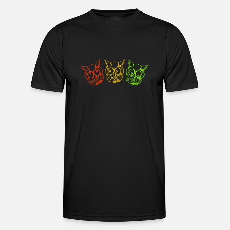 Eulen bunt drei - Männer Funktions-T-Shirt - Schwarz
