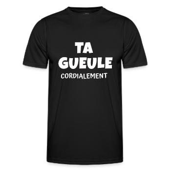 ta gueule / Phrases Drôles - T-shirt sport Homme - noir - Devant - AI Model Male 178 dark (178cm)