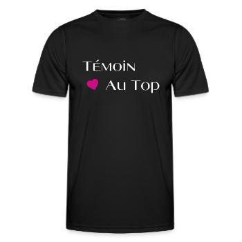 Témoin au top - T-shirt sport Homme - noir - Devant - AI Model Male 178 dark (178cm)