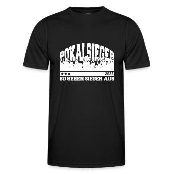 Pokalsieger 2023 - So sehen Sieger aus - Männer Funktions-T-Shirt - Schwarz - Vorne - AI Model Male 178 dark (178cm)
