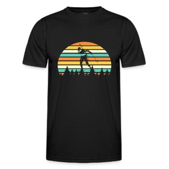 Biathlon Wintersport Retro - Männer Funktions-T-Shirt - Schwarz - Vorne - AI Model Male 178 dark (178cm)